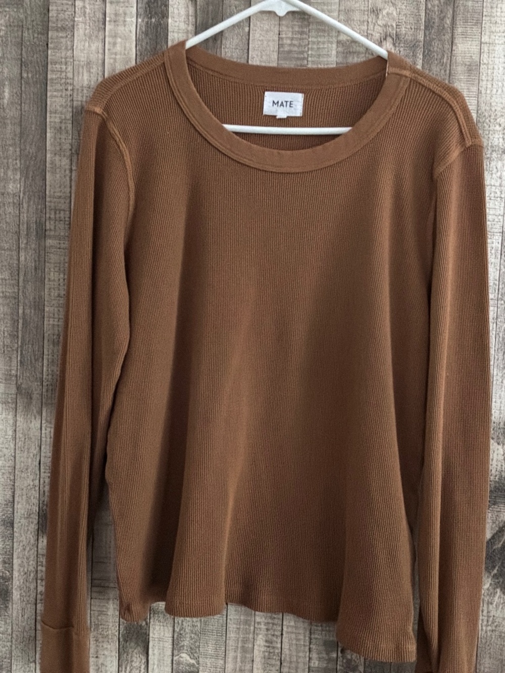 MATE THE LABEL LONG SLEEVE ORGANIC WAFFLE COTTON TOP/NWOT